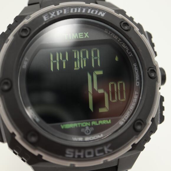 Timex Men Timex Expedition Shock 52mm Digital Watch Vibration Alarm Chrono w New Battery